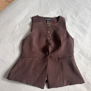 Streetwear Society Brown Pinstripe Button Front Vest
